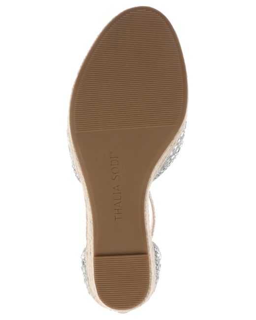 Thalia Sodi White Mika Embellished Espadrille Wedge Sandals