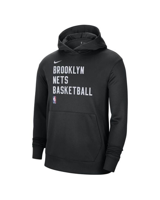 Nike Black And Brooklyn Nets 2023/24 Performance Spotlight On-court Practice Pullover Hoodie