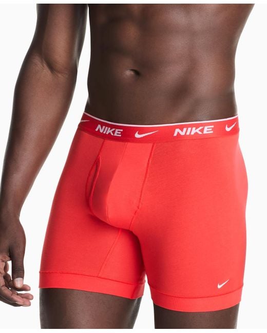 Nike Red 3-pack Dri-fit Essential Cotton Stretch Boxer Briefs for men