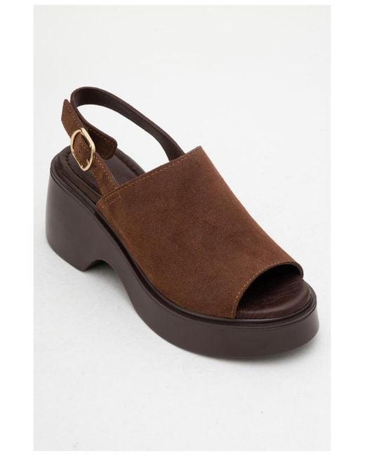 Forever & Always Shoes Brown Power Leather Platform Wedge Sandals ()