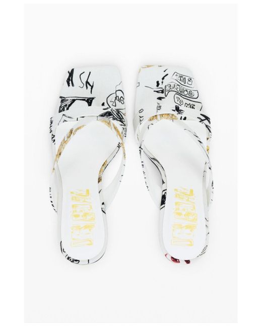 Desigual White Heart Heel Sandal