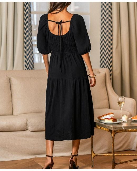 CUPSHE Black Honey & Haze Midi Beach Dress