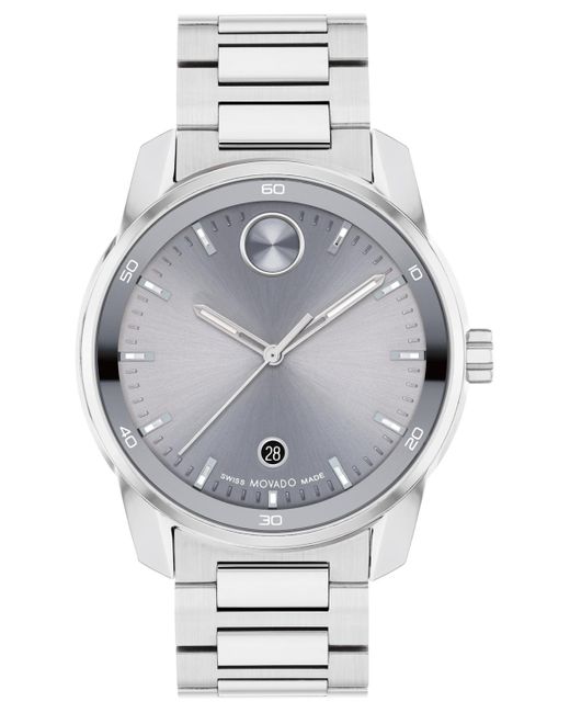 Movado Gray Swiss Bold Verso Stainless Steel Bracelet Watch 42mm for men
