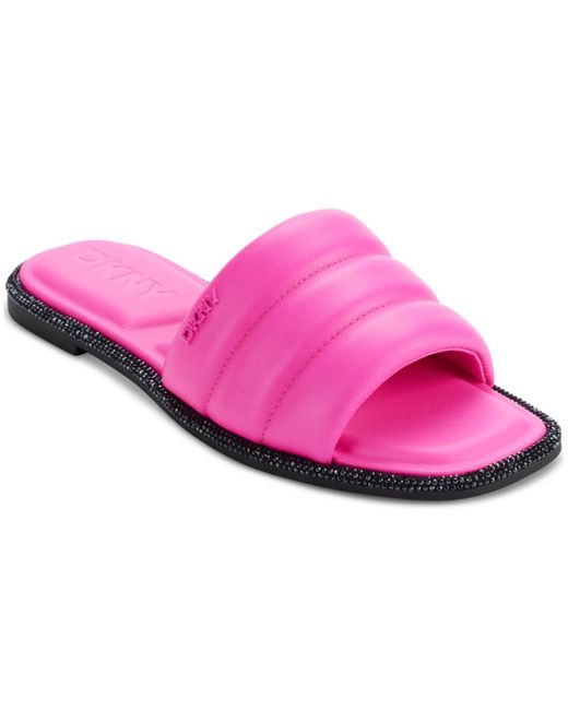 DKNY Pink Bethea Quilted Slip-on Slide Sandals