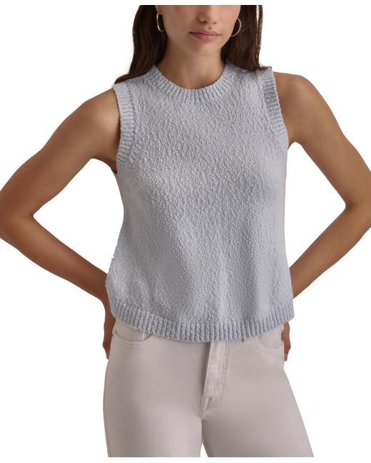 DKNY Gray Cotton Boucle Sleeveless Sweater