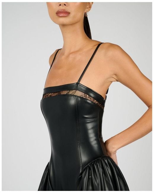 knee length dresses for ladies Lace Corset Midi Dress with A Flower 34 (FR) / Black main image 1
