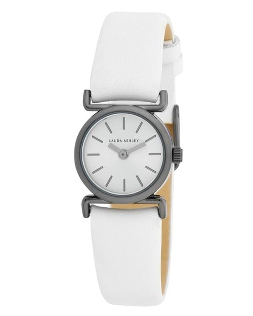 Laura Ashley Quartz Leather Watch in Gray | Lyst