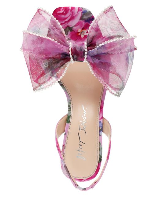 Betsey Johnson Pink Fawn Mesh Bow Heeled Sandals