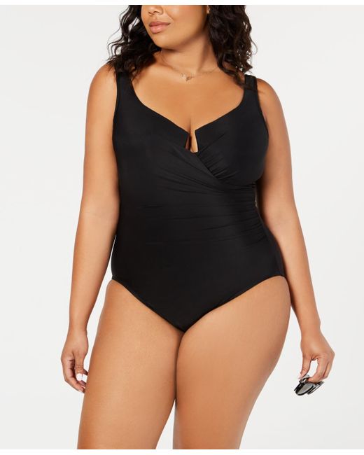 Miraclesuit Black Plus Size Escape Underwire Allover-slimming Wrap One-piece Swimsuit