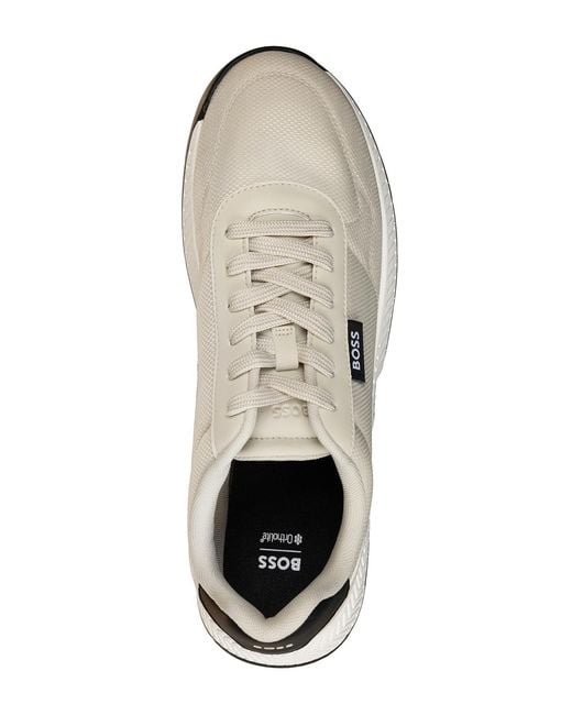 Boss White Titanium Round Toe Running Shoes for men