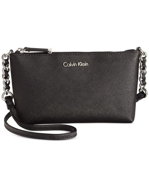 calvin klein hayden saffiano leather chain crossbody