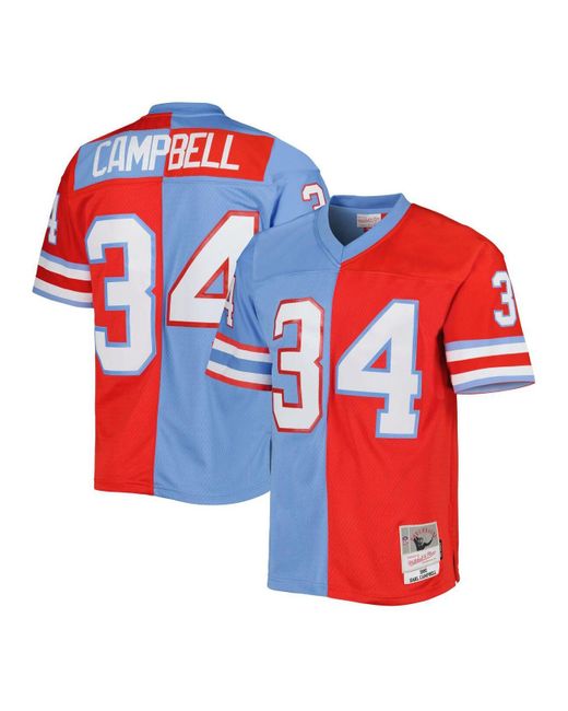 Mitchell & Ness Earl Campbell Red, Light Blue Houston Oilers Gridiron