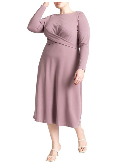 Eloquii Pink Plus Size Ponte Twist Detail Dress