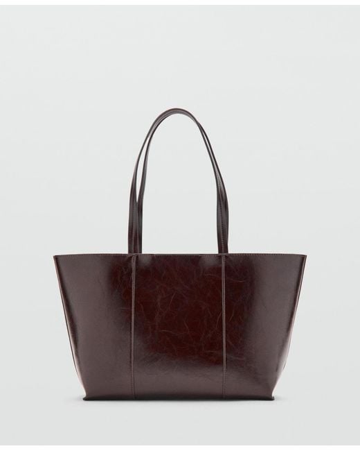 Mango White Medium Shopper Bag