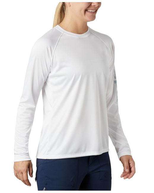 Columbia White Pfg Tidal Tee Ii Omni-shade T-shirt