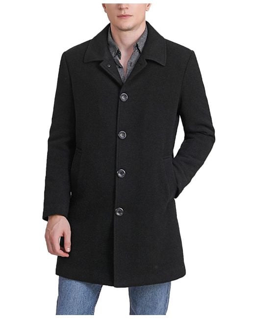 BGSD Black Men Baker Wool Blend Walker Coat for men