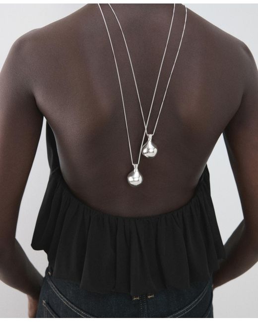 Mango Black Balloon-effect Halter Bodysuit