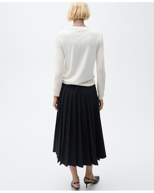 Mango White Wool-blend Round-neck Sweater