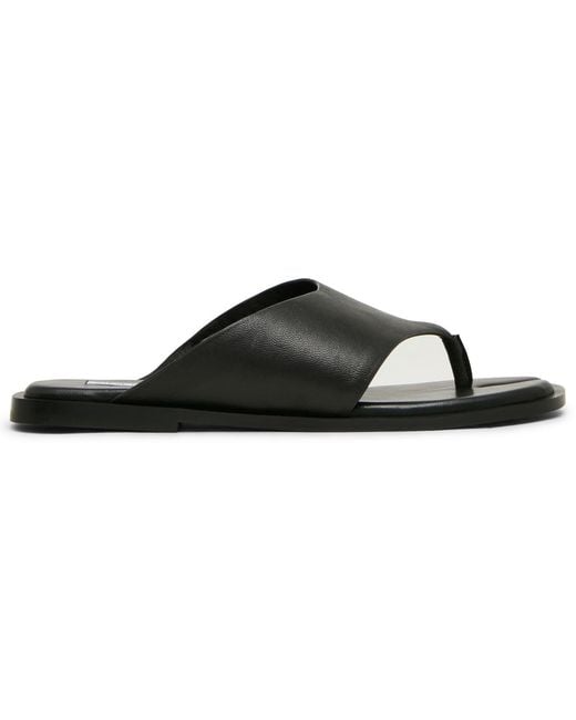 Steve Madden Black Split Toe Slip-on Flat Sandals