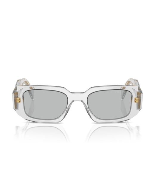 Prada White Symbole Rectangular Sunglasses