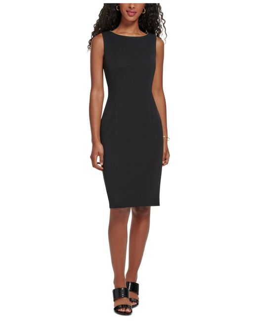 Calvin Klein Synthetic Zip Trim Sheath Dress In Black Lyst