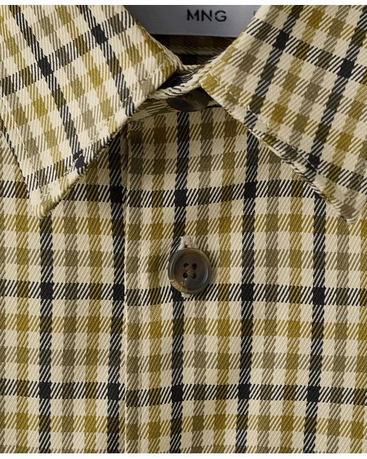 Mango Green Plaid Print Button Jacket for men