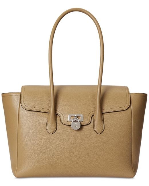 Ralph Lauren Brown Pebbled Leather Extra-large Tanner Satchel