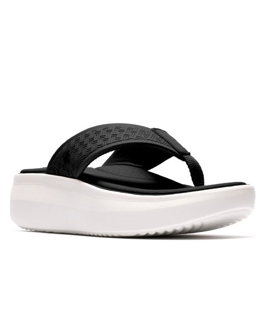 Clarks White Solevana Post Round Toe Sandals