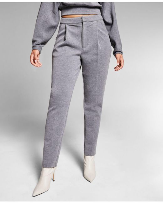 INC International Concepts Gray Jeannie Mai X Inc Mai Pleated Scuba Pants, Created For Macy's