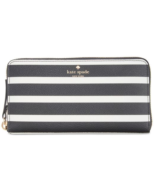 Kate spade black online and white striped wallet