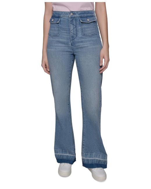 Karl Lagerfeld Blue Patch Pocket Flare-leg Jeans