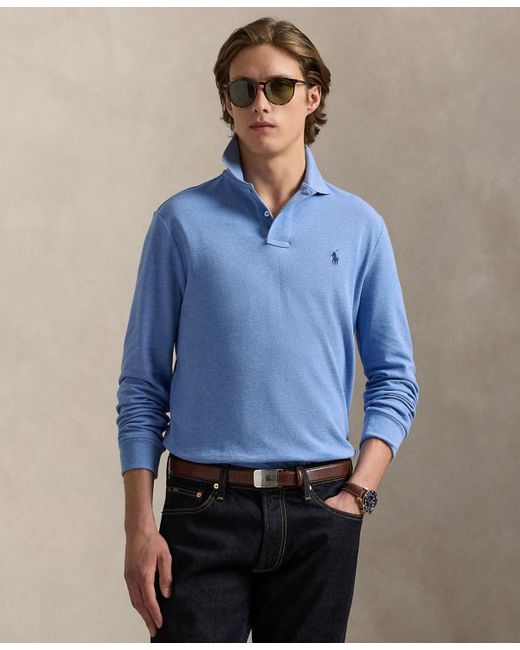 Polo Ralph Lauren Classic Fit Long Sleeve Mesh Polo in Blue for Men | Lyst