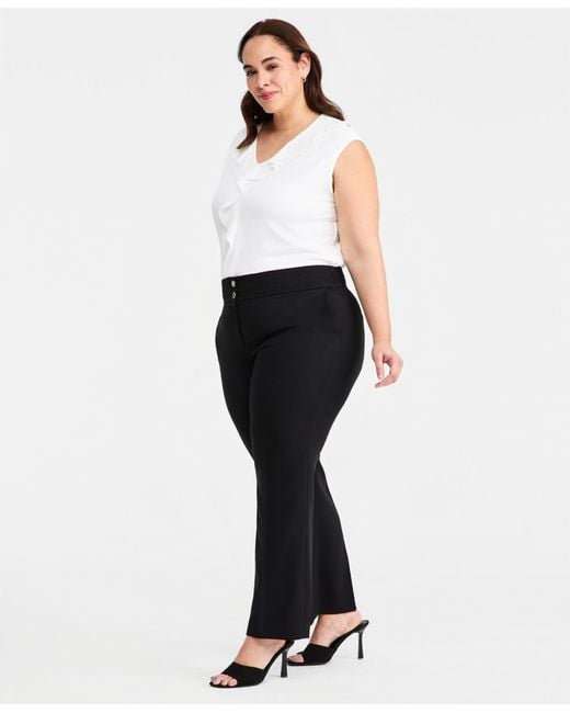 Kasper Black Plus Size Double-button Bootcut Pants