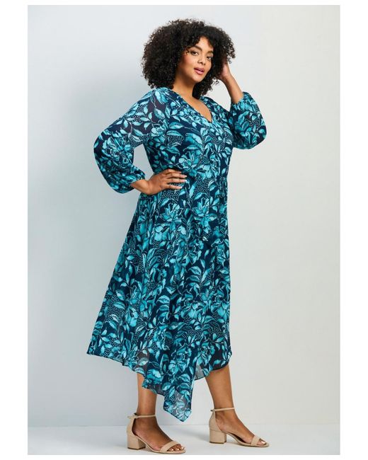 Avenue Blue Plus Size Endless Love Chiffon Dress