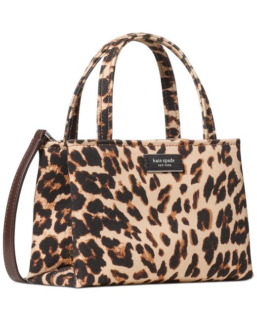 Kate Spade Brown Sam Icon Leopard Print Mini Tote Bag