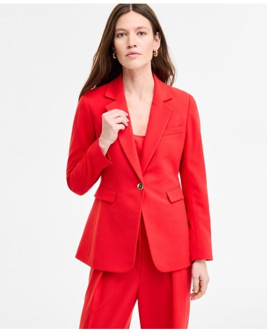 BarIII Red Crepe One-button Blazer