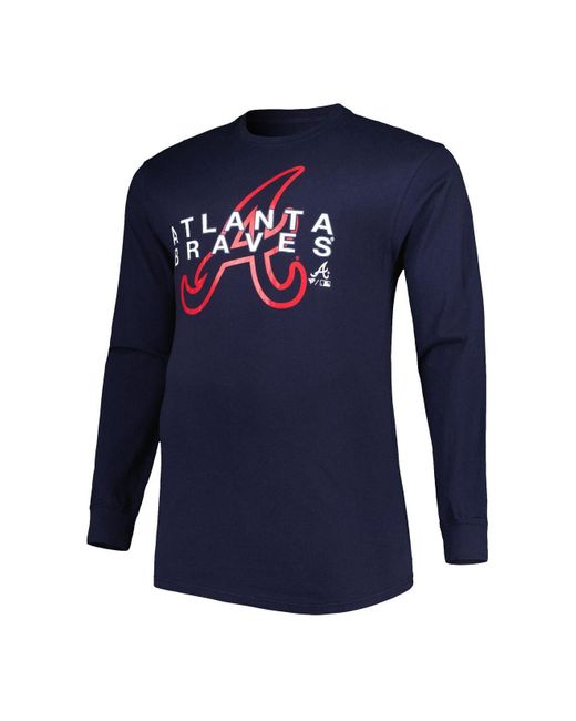 Profile Navy Atlanta Braves Big And Tall Long Sleeve T-shirt in Blue for  Men | Lyst
