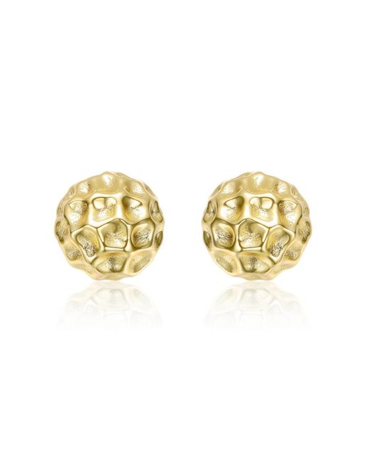Genevive Jewelry Metallic Sterling Silver 14k Plated Honeycomb Textured Stud Earrings