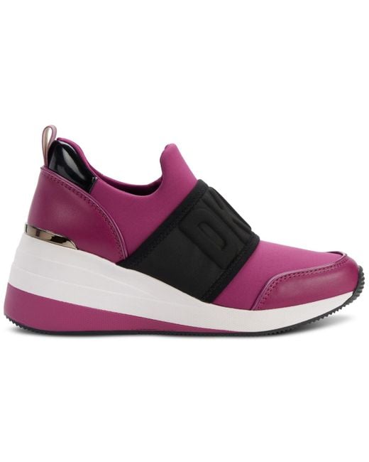 DKNY Purple Kamryn Slip-on Logo Wedge Sneakers