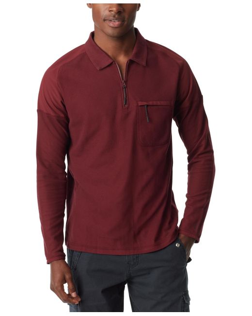 BASS OUTDOOR Red Long-sleeve Pique Polo Shirt for men