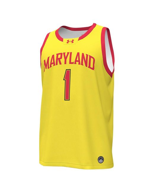 Under Armour Yellow #1 Maryland Terrapins Replica Basketball Jersey for men