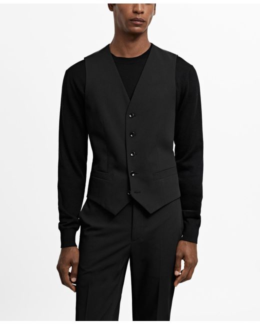 Mango Black Super Slim-fit Stretch Fabric Suit Vest
