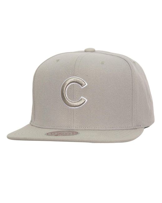 Mitchell & Ness Gray Chicago Cubs Snapback Hat for men