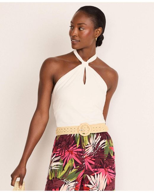 Lands' End White Slender Twist Front Halter Top