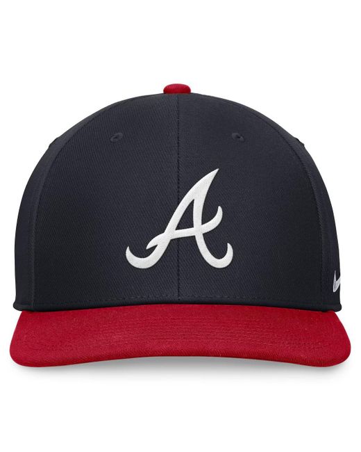 Nike Blue Navy/red Atlanta Braves Evergreen Two-tone Snapback Hat for men