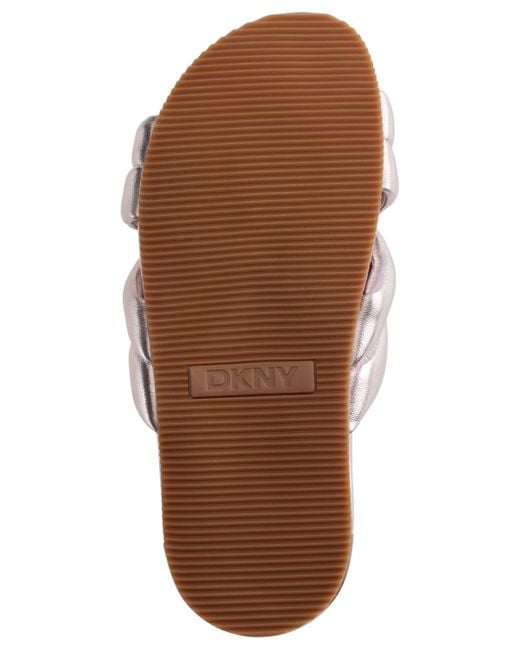 DKNY Indra Criss Cross Strap Foot Bed Slide Sandals in Black Lyst