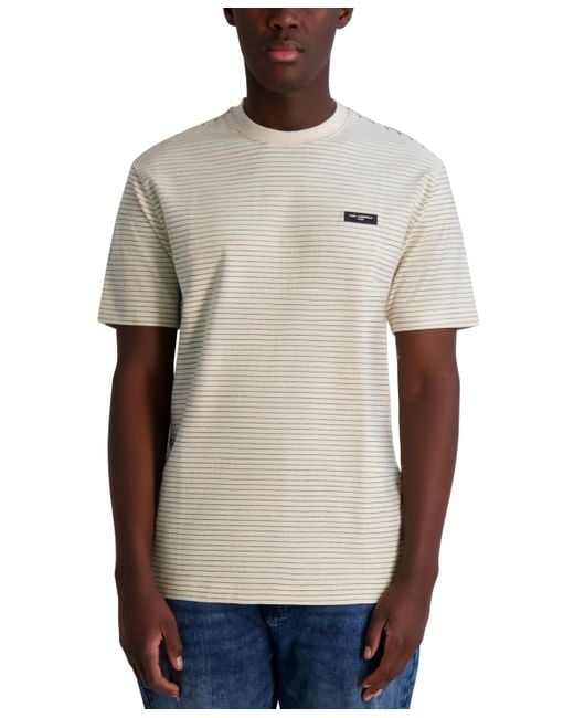 Karl Lagerfeld Natural Textured Stripe Logo T-shirt for men