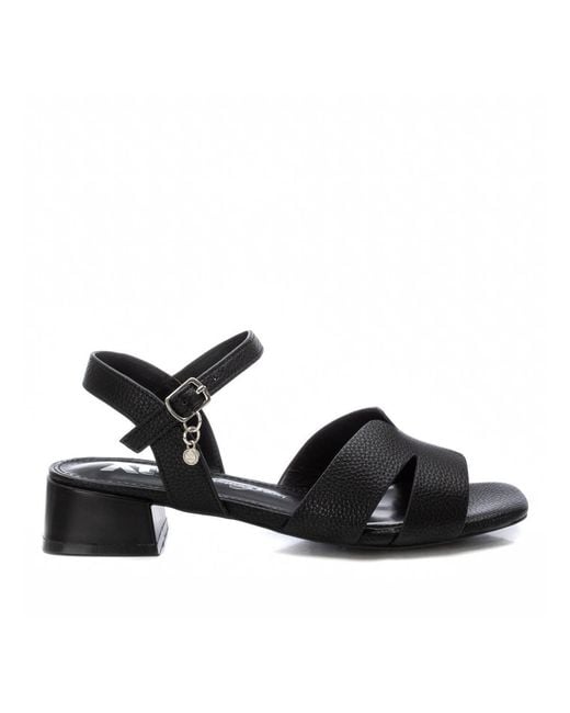 Xti Black Block Heel Sandals By