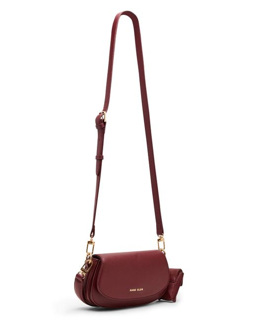 Anne Klein Purple Three Straps Small Saddle Bag