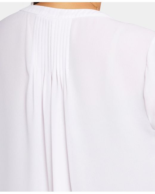 NYDJ White Petite Pintuck Split Neck Top